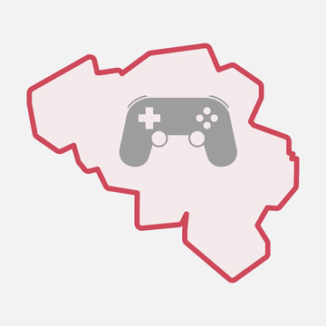 Isolated Belgium map with  a game pad