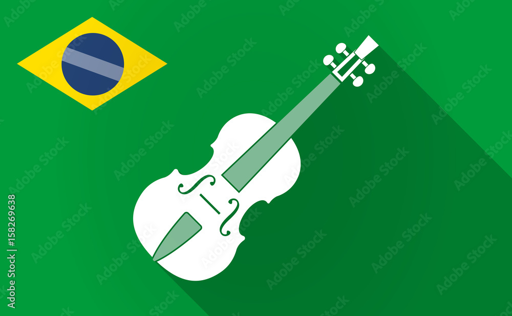 Wall mural Long shadow Brazil map with  a violin