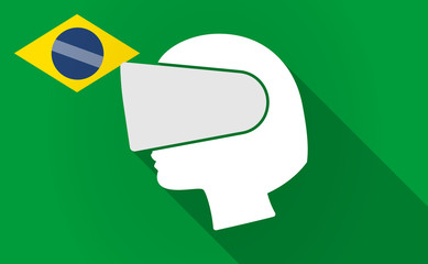 Long shadow Brazil map with  a female head wearing a virtual reality headset