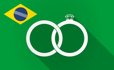 Long shadow Brazil map with  two bonded wedding rings