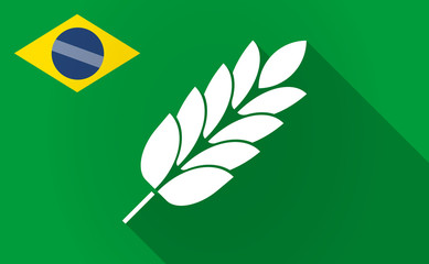 Fototapeta na wymiar Long shadow Brazil map with a wheat plant icon