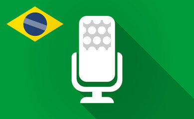 Long shadow Brazil map with  a microphone sign