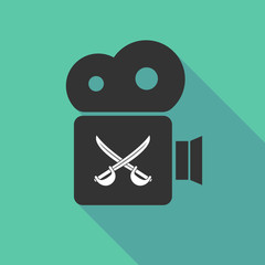 Long shadow camera with  two swords crossed