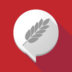Long shadow comic balloon with  a wheat plant icon