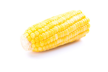 Boiled corn isolated on white background