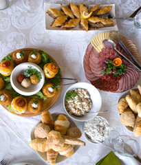 variety catering food on a table, food decoration, party concept, delicatessen