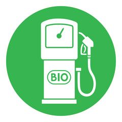 Green bio fuel station pump icon.