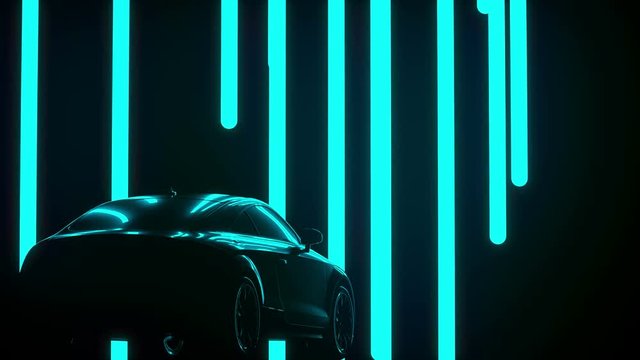 Advertising, presentation of an abstract car in the studio. In Ultra HD 4k