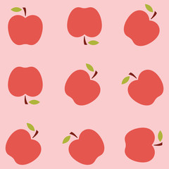 Apple pattern. Background. Vector illustration. Textile red and green fruits