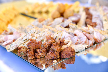 variety catering food on a table, food decoration, party concept, delicatessen