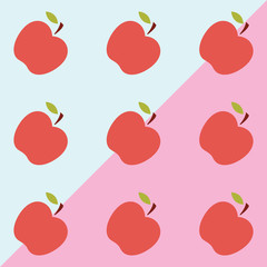 Apple pattern. Background. Vector illustration. Textile red and green fruits