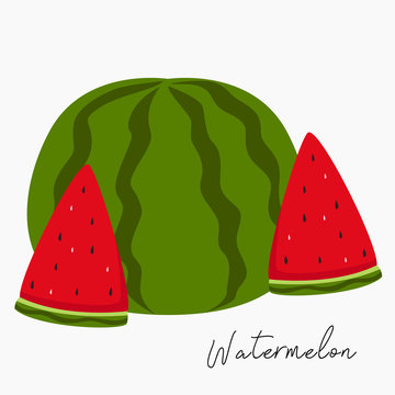 watermelon and two fresh slices of watermelon