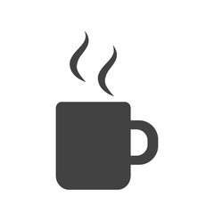 Classical office mug with coffe and steam. Flat style icon. Vector illustration