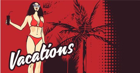 Woman bikini vector design template. Vector image