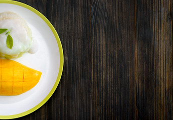 Thai style tropical dessert,mango with sticky rice.