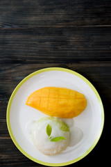 Thai style tropical dessert,mango with sticky rice.