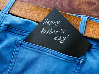 Father's Day card. Jeans pocket Masculine present for best daddy.