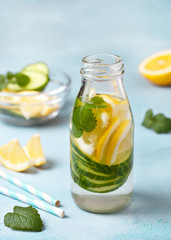 drink with cucumber, lemon