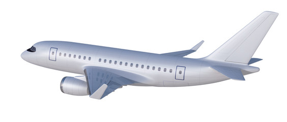 White Two-engine Plane, Airplan 3d Model Rendering, Plane Isolated On White Background