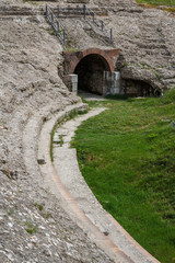 Ruins of the Roman amphitheatre in the centre of Durres, Albania