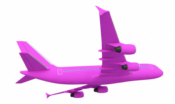 White Four-engine Plane,Airplane Isolated On White Background, Jet - 3d Model, Rendering