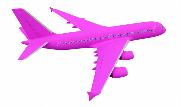 White Four-engine Plane,Airplane Isolated On White Background, Jet - 3d Model, Rendering