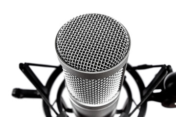 Microphone grill, macro white background