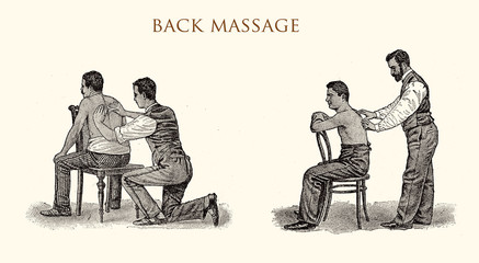 Back massage, vintage illustration