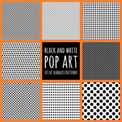 Set pop art dots backgrounds. Black and white texture. - 158280276
