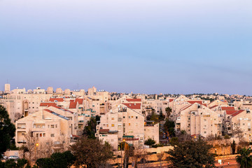 Fototapeta premium Jerusalem Neighborhood - Beit Hakerem at Twilight