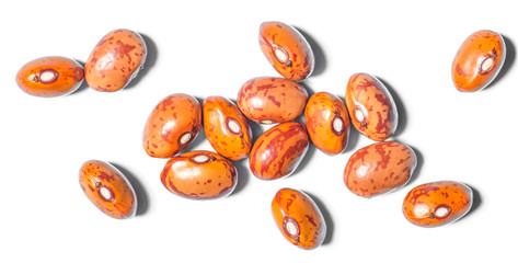 dried pinto beans isolated on the white background, top view