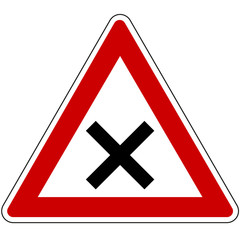 Fototapeta premium Kreuzung mit Vorfahrt von rechts, Gefahrzeichen 102 nach StVo