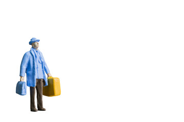 Miniature people isolated on white background