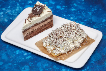 Delicious mousse cake with three different kind of chocolate