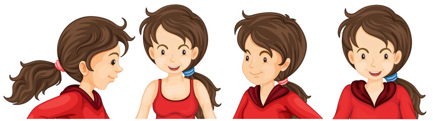 Woman in red athlete costume