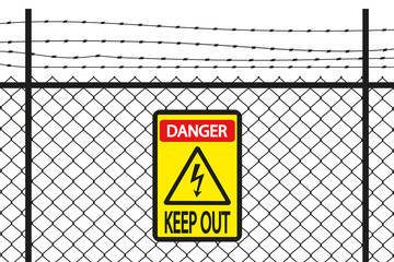 Hight voltage. Fence. Vector.