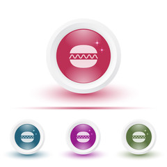 Vector glossy icon or button with burger pictogram