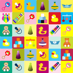 Fototapeta premium Colorful pattern with different kind of toys