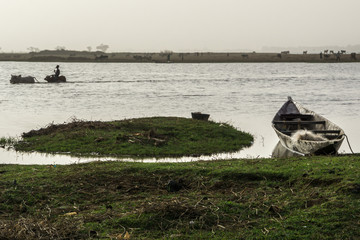 Daily activities on the river Banks, Niger River, Mali