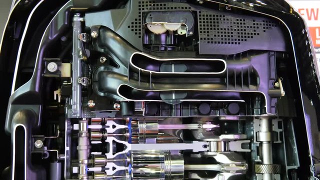 Section of a powerful outboard engine.