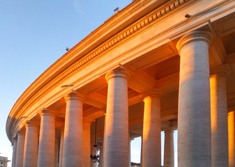 Columns illuminated by the rising sun