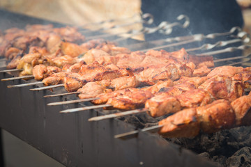 Preparation of shish kebab