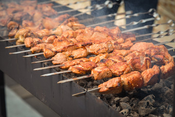 Preparation of shish kebab