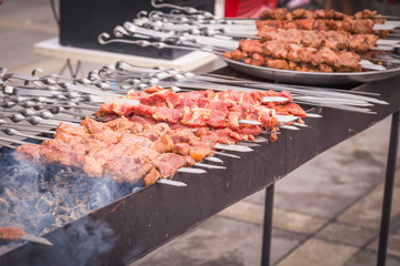 Preparation of shish kebab