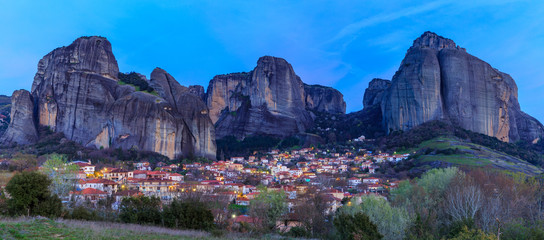 The Meteora is a formation of immense monolithic pillars and hills-like huge rounded boulders which dominate the local area. It is one of the largest complexes of  monasteries in Greece.

