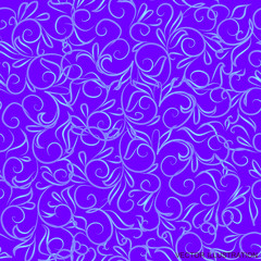 Violet background with blue floral ornament. Vector illustration.
