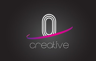 O Letter Logo with Lines Design And Purple Swoosh.
