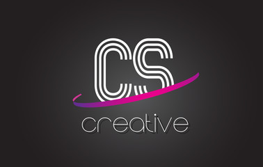 CS C S Letter Logo with Lines Design And Purple Swoosh.