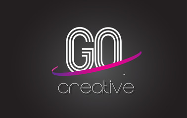 GQ G Q Letter Logo with Lines Design And Purple Swoosh.