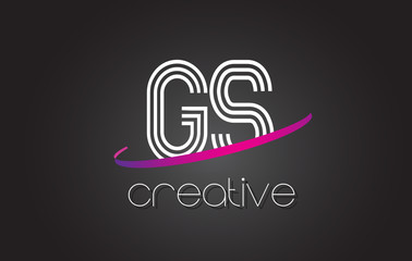 GS G S Letter Logo with Lines Design And Purple Swoosh.